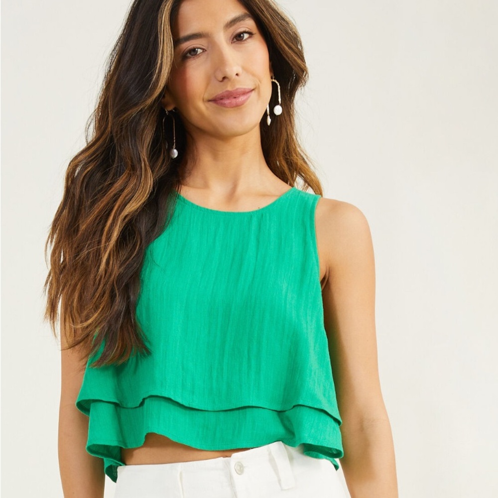 Altar'd State Vibrant Green Layered Crop Top